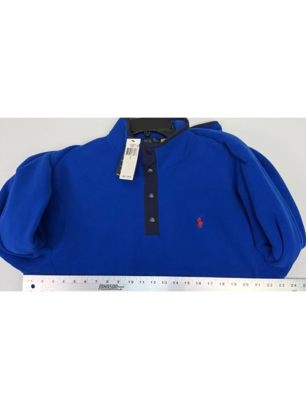 Polo Ralph Lauren Men's L Large Fleece Pullover Mock Neck Blue Snap Jacket New